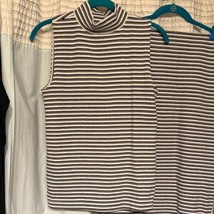 2 Piece Set: LOFT Black and White Striped Knit Top